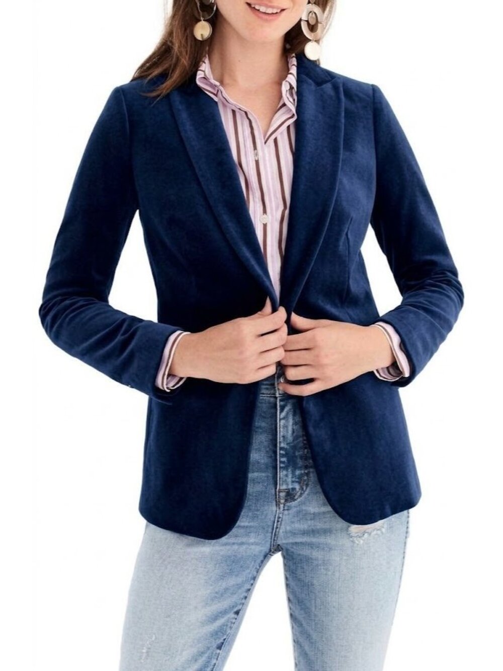 NWT J.Crew Tall Parke Blazer in Navy Blue Cotton Velvet Jacket 4T